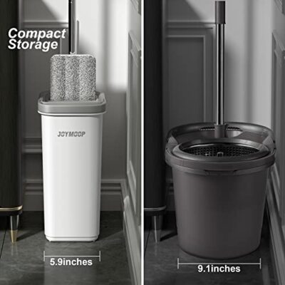 Mop and Bucket with Wringer Set, Hands Free Flat Floor Mop and Bucket, 60" Mo...