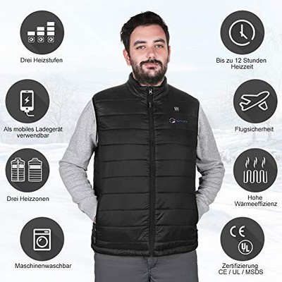 OUTCOOL OUTCOOL BEHEIZTE WESTE HERREN MIT AKKU BEHEIZBARE HERRENWESTE FÜR SPORT UND T...