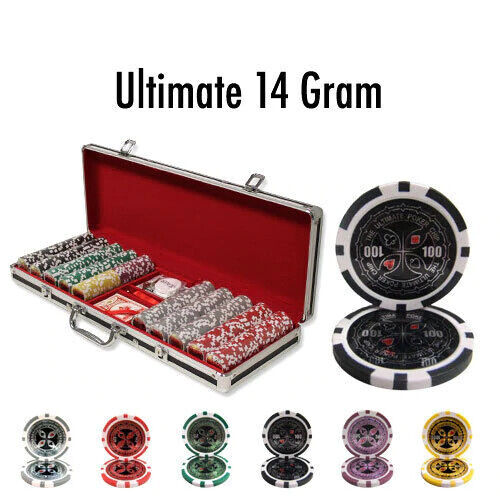 New 500 Ultimate 14g Clay Poker Chips Set with Black Aluminum Case - Pick Chips!