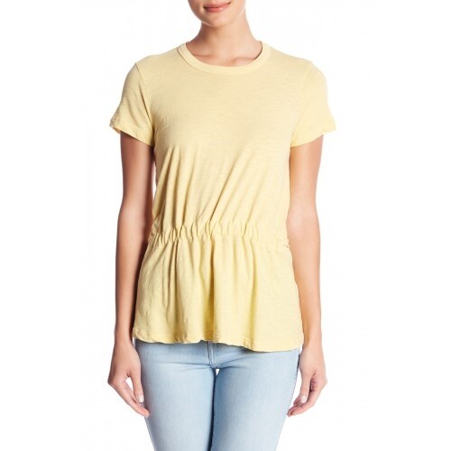 Stateside Short Sleeve Drawstring Ruched Tee Women's Sz. XS (YELLOW) 151042