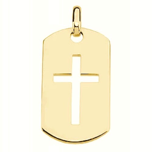 Pre-owned Whimzies Mens Womens Cross Dog Tag Pierced Cut Out Large Size Sterling Silver Quality