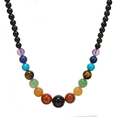 7 Chakra Necklace for Women Strong Healing Crystal Necklace Genuine black agate