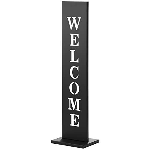 Amare Plaque Sur Pied Welcome Noir 20 X 15 X 72 Cm