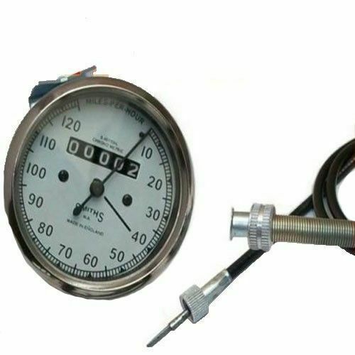 Replica Smiths Speedometer White 120 Mph with 54" Cable For Royal Enfield BSA Norton
