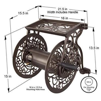 Liberty GARDEN 704 Decorative Cast Aluminum Wall Mount Garden Hose Reel