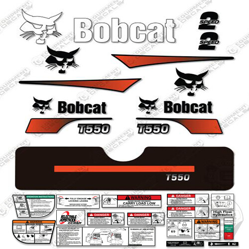 Fits Bobcat T550 Compact Track Loader Decal Kit Skid Steer (Curved Stripes)