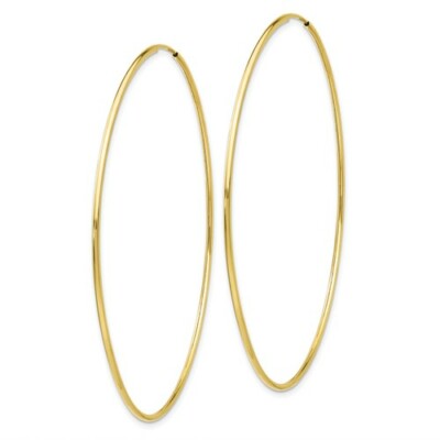 Pre-owned Wishing For Claudia 2.5" Large 10k Yellow Gold Round Endless Hoop Earrings Polished Hoops (1x65mm)