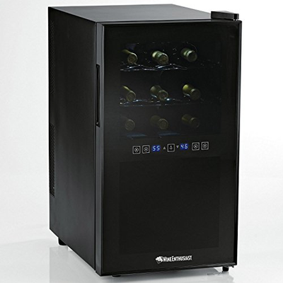 Wine Enthusiast Silent 18 Bottle Two-Temp Touchscreen Wine Refrigerator