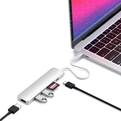 Satechi V2 Slim Multi USB Hub Type-C 4K HDMI, Card Reader, USB Port 3.0x2 (MacB