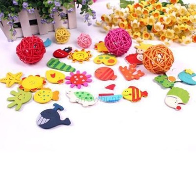 Children Cartoon Wooden Educational Toy Kitchen Fridge Magnet Gift 12pcsset