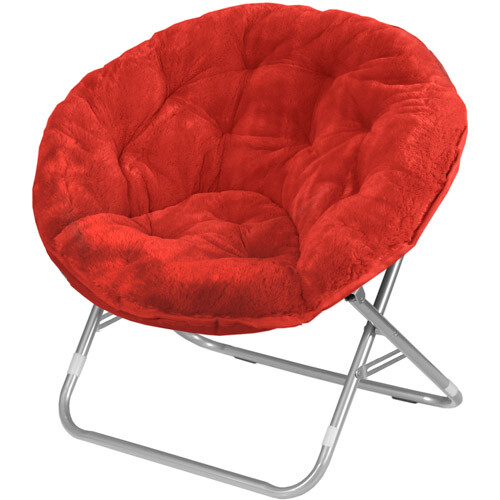 Super Soft Faux Fur Saucer Chair, Foldable Dish Circle Seat 