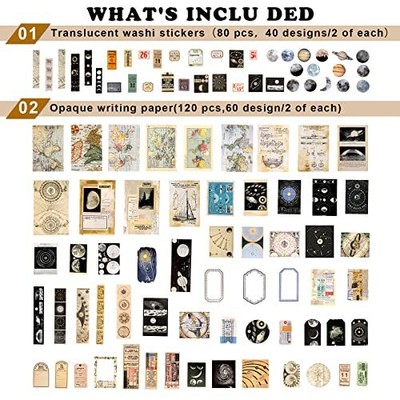 200 Pcs Vintage Junk Journal Supplies Scrapbooking Kit for Art Collage Album