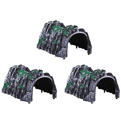 jojofuny 3pcs Plastic Railway Mountain Tunnel Train Set Accessories Simulatio...