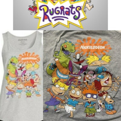 NICKELODEON Juniors L 11-13 Tank Top Sleeveless Shirt Color gray nick toons NEW
