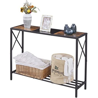 Console Table, 2-Tier Industrial Entryway Table, 41.8 LNarrow Sofa Table with...