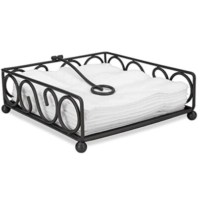 Home Basics Scroll Collection Bronze Coated Steel Flat Napkin Holder Dispensing