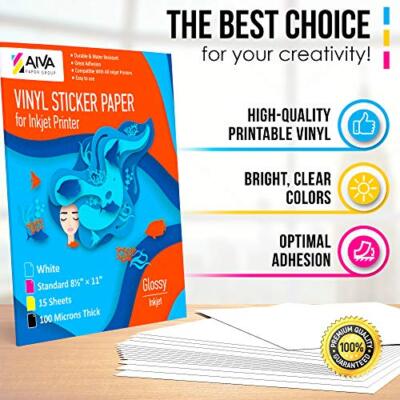 Limia's Care Printable Vinyl Sticker Paper for Inkjet Printer - Glossy White ...