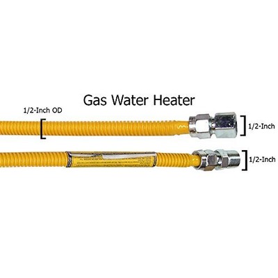 101235 Flexible Coated Gas Water Heater Supply Line 72inch 1/2inch Od Connector