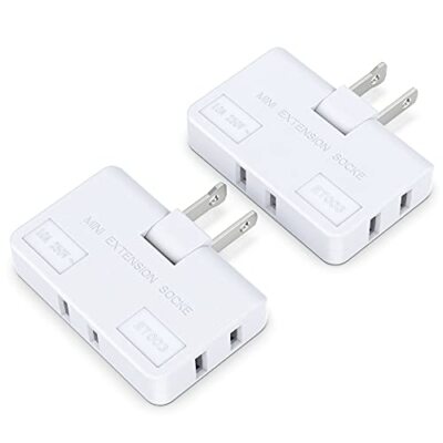 3-Way 2-Prong Flat Wall Outlet Extender, AC Adapter, White, 2 PCS