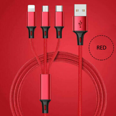 3 in 1 Fast USB Charging Cable Universal Multi Function Cell Phone Charger Cord