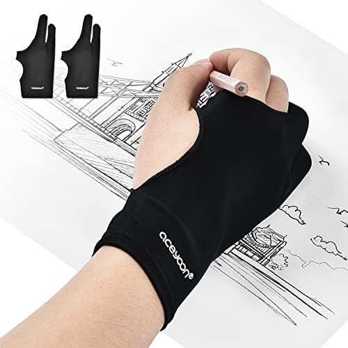 Aceyoon Zeichenhandschuh, 2 Pack Elastisch Digitale Zeichenhandschuh Zeichent...