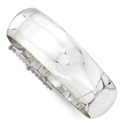 Pre-owned Roxx Fine Jewelry Bangle Bracelet In .925 Sterling Silver 20mm Wide Polished Cuff Hinged Bangle