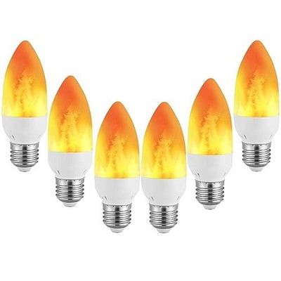 6 Pack E26/e27 Led Flame Effect Light Bulbs Flickering Flame Tip Candelabra Ligh