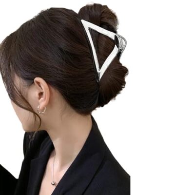 Hair Claw Clips Metal Hair Clip Exquisite Silver Geometry Designs Hair Triangle