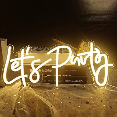 Let's Party Neon Signs Dimmable Neon Light Sign for Wall Decor 16''x 7'' Word...