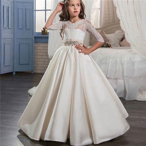 Flower Girls Princess Dresses Lace Party Wedding Bridesmaid Pageant Formal Gown