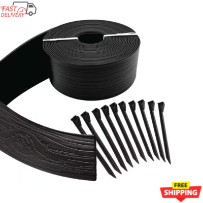 Terrace Board 5 In. X 40 Ft. Black Landscape Lawn Edging With Stakes