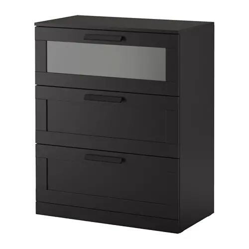 Brimnes 3 Drawer Chest Black Frosted Glass In Whitechapel