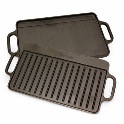 Victoria Rectangular Griddle, Medium Reversible Cast Iron, 13 x 8.5 inch,GDL-189