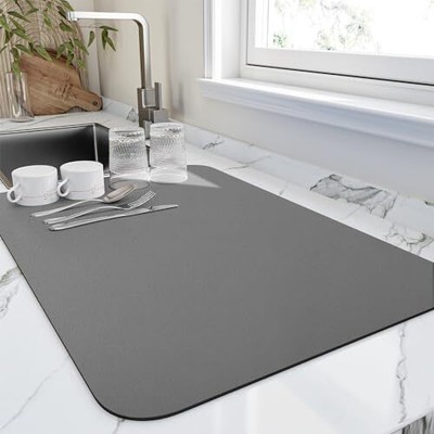 HotLive Dish Drying Mat for Kitchen Counter Heat Resistant Drainer Mats with ...