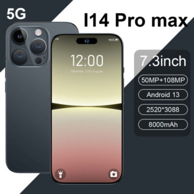 New i14 Pro MAX Android Unlocked 7.3 "Large Screen 13 Megapixel 8GB+128GB