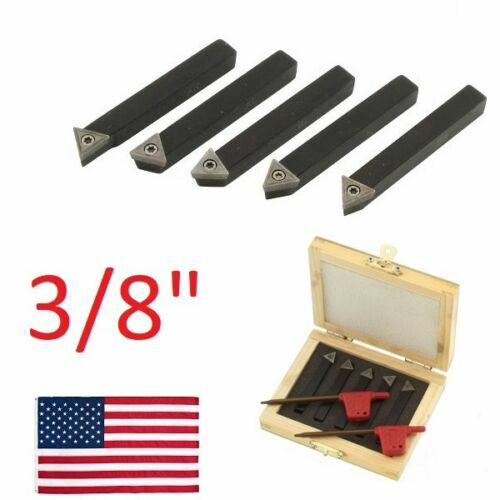 5 pc 3/8" Lathe Indexable Carbide Insert + Turning Tooling Bit Holder Set