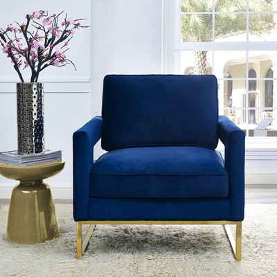 Navy Velvet Chair Living Room Office Space Decoration Seating 