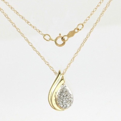 Solid 10k Yellow Gold, 0.25ctw Genuine Diamonds Set of Necklace & Earrings