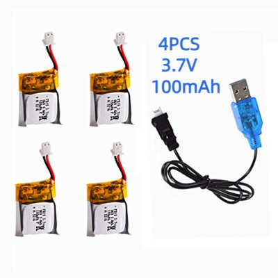 4PCS 3.7V 100mAh Lipo Polymer Rechargeable Batteries For CX-10 Drone Toy Models