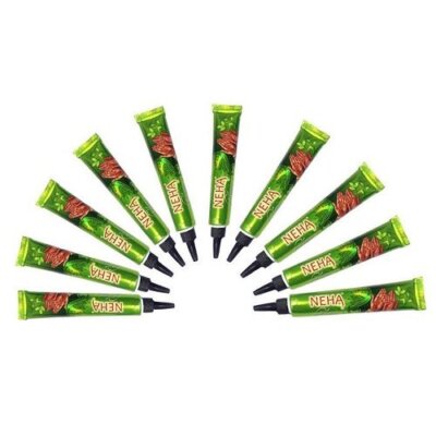 Neha Herbal Instant Dark Red Henna Mehendi Tattoo Paste Tubes (10pieces In Each