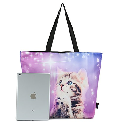 ICOLOR Cute Cat Large Reusable Eco-friendly Shopping Bag Handle case Bag School