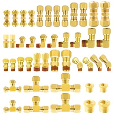 44pcs Dot Air Brake Line Fittings 1/4 3/8 1/2 1/8 5/8'' Brass Dot Air Nylon Tubin
