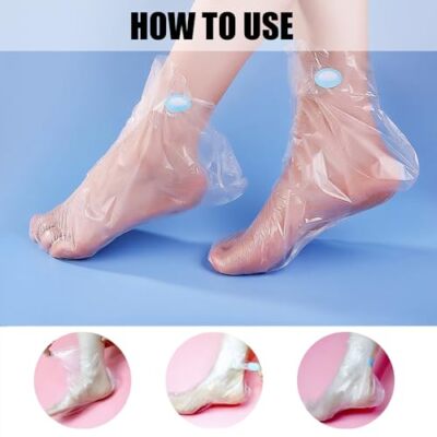 100 Pcs Clear Plastic Disposable Paraffin Bath Liners Foot Sock Covers