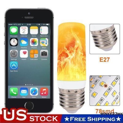 E12/E14/B22 LED 5W Simulated Nature Flicker Light Bulb E27 Flame Effect Lamp US