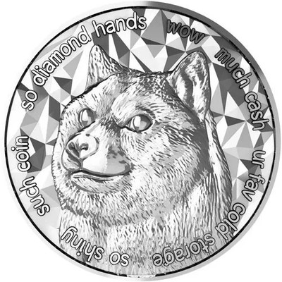 Dogecoin Crypto  2021 1 Oz Silber 999 Crypto Round BU