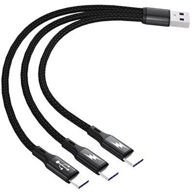 GELRHONR USB C Splitter Cable,USB A Male to 3 Type-C Male Charge Cable,3 in 1...