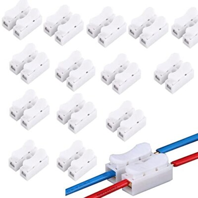 100Pcs Push Quick Wire Cable Connector,White Wiring Terminal,Spring Loaded Elect
