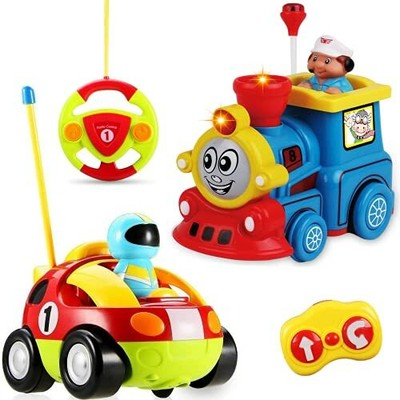 Todllers Toys for kids boys Remote Control Cartoon Race Car and Train toys gift