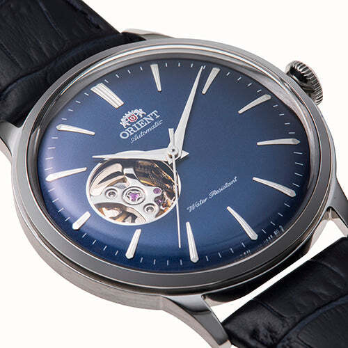 Pre-owned Orient Classic Bambino Rn-ag0008l Automatic Watch Navy Leather Band 40.5mm
