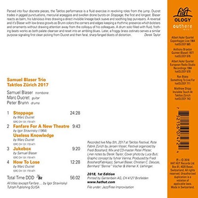 Taktlos Zurich 2017 by SAMUEL BLASER TRIO